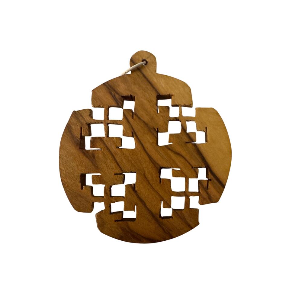 Holy Jerusalem Cross Pendant Olive Wood